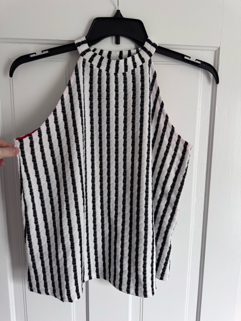 W5 Black and White Striped Halter Tank Top